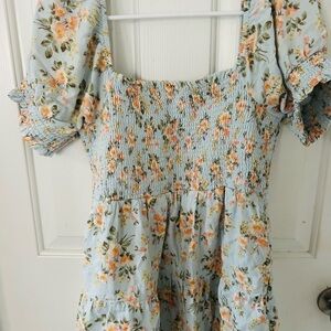 American Eagle Outfitters Floral Midi Dress - Blue and Orange